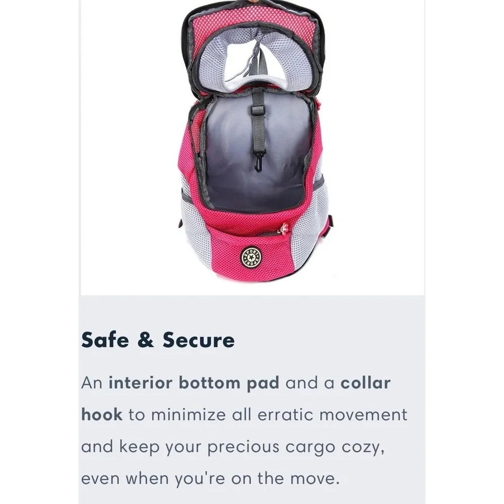 Pink and gray dog backpack by Noblepawz